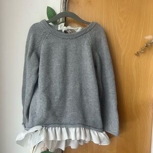 Jamie Kay Gray Crew Neck Sweater with Ruffle Details